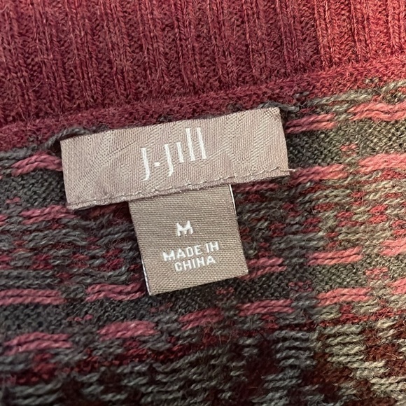 J Jill women’s skirt Medium 10 12 mini stretch knit sweater pattern red grey - Picture 3 of 8